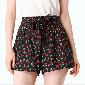 Allegra K Navy Blue Cherries Tie Shorts Sz M